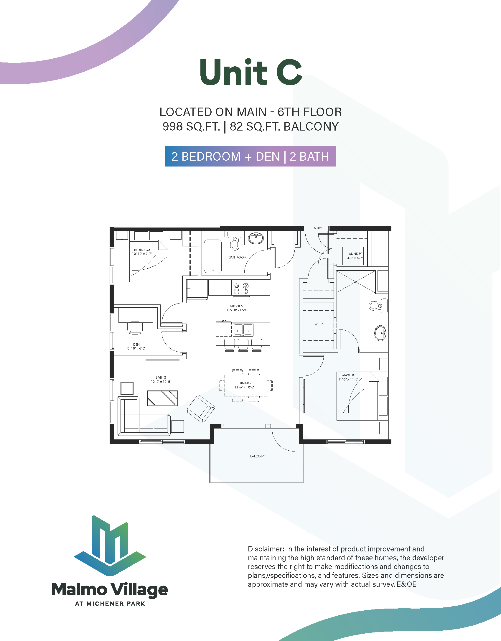 Unit C - 2 Bedroom + Den | 2 Bath – 55+ Apartment Living in Edmonton