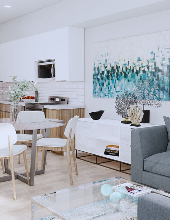 Unit A - 2 Bedroom + Den | 1 Bath Rendering – 55+ Apartment Living in Edmonton